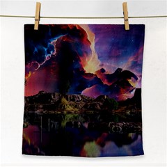 Lake Galaxy Stars Science Fiction Face Towel by Uceng