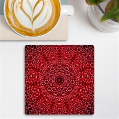 Red Wallpaper Mandala Pattern Art Uv Print Square Tile Coaster  by Uceng