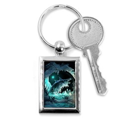 Sculpture Dinosaur Shark Frozen Winter Fantasy Key Chain (rectangle) by Ravend