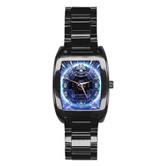 Ai Generated Digital Technology Computer Internet Stainless Steel Barrel Watch by Ravend