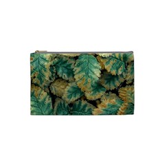 Colored Close Up Plants Leaves Pattern Cosmetic Bag (small) by dflcprintsclothing