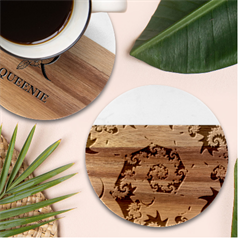 Background Fractal Annotation Sample Fantasy Marble Wood Coaster (round) by Ravend