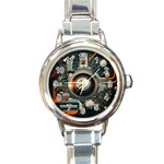 Illustrations Technology Robot Internet Processor Round Italian Charm Watch Front