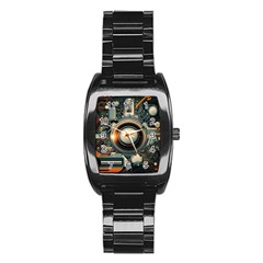 Illustrations Technology Robot Internet Processor Stainless Steel Barrel Watch by Ravend