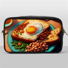 Ai Generated Breakfast Egg Beans Toast Plate Toiletries Bag (one Side) by danenraven