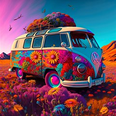 Ai Generated Beetle Volkswagen Bug Car Bus Play Mat (square) by danenraven