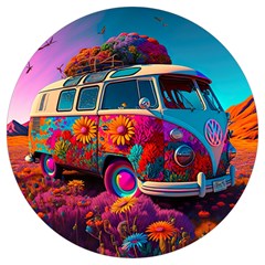 Ai Generated Beetle Volkswagen Bug Car Bus Round Trivet by danenraven