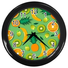 Fruit Tropical Pattern Design Art Pattern Wall Clock (black) by Ravend