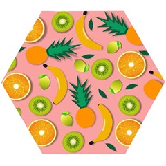 Fruits Tropical Pattern Design Art Wooden Puzzle Hexagon by Ravend