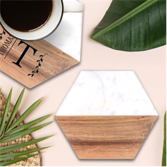 Geometry Marble Wood Coaster (hexagon)  by Sparkle