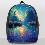 Oil Painting Night Scenery Fantasy School Bag (XL) Front