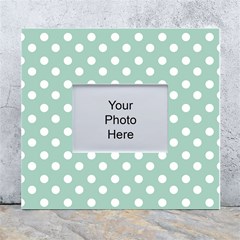 Light Blue And White Polka Dots White Wall Photo Frame 5  X 7  by GardenOfOphir