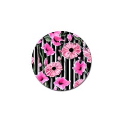 Black Stripes Beautifully Watercolor Flowers Golf Ball Marker (4 Pack) by GardenOfOphir