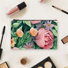 Darling And Dazzling Watercolor Flowers Cosmetic Bag (medium) by GardenOfOphir