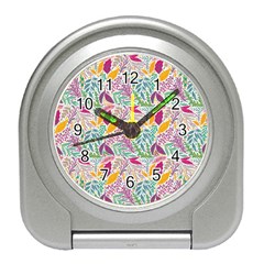 Leaves Colorful Leaves Seamless Design Leaf Travel Alarm Clock by Ravend