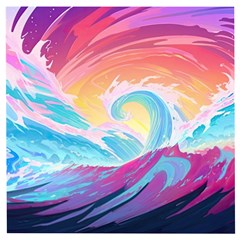 Ai Generated Waves Ocean Sea Tsunami Nautical Wooden Puzzle Square by Ravend