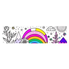 Rainbow Fun Cute Minimal Doodle Drawing Art Oblong Satin Scarf (16  X 60 ) by Ravend