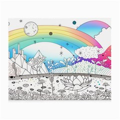 Rainbow Fun Cute Minimal Doodle Drawing Arts Small Glasses Cloth by Ravend