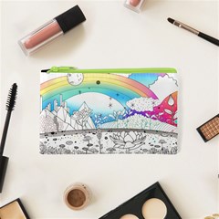 Rainbow Fun Cute Minimal Doodle Drawing Arts Cosmetic Bag (xs) by Ravend