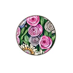 Breathtaking Bright Brilliant Watercolor Flowers Hat Clip Ball Marker by GardenOfOphir