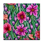 Cheerful And Cheery Blooms Tile Coaster Front