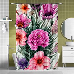 Color-infused Watercolor Flowers Shower Curtain 48  X 72  (small)  by GardenOfOphir