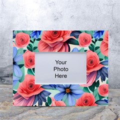 Classy Watercolor Flowers White Tabletop Photo Frame 4 x6  by GardenOfOphir