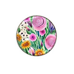 Cheerful And Captivating Watercolor Flowers Hat Clip Ball Marker by GardenOfOphir