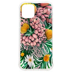 Coral Watercolor Flowers Botanical Foliage Iphone 12/12 Pro Tpu Uv Print Case by GardenOfOphir