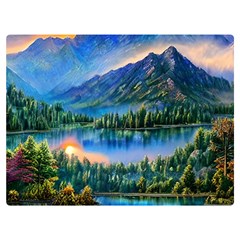 Stunning Sunset By The Lake One Side Premium Plush Fleece Blanket (extra Small) by GardenOfOphir