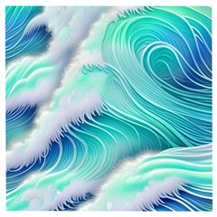 Stunning Pastel Blue Ocean Waves Wooden Puzzle Square by GardenOfOphir