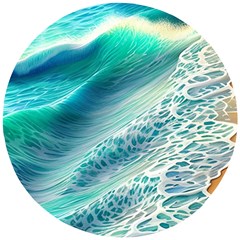 Pastel Beach Wave Wooden Puzzle Round by GardenOfOphir