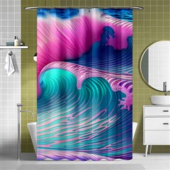 Pink Waves On The Beach Shower Curtain 48  X 72  (small)  by GardenOfOphir