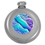 Ocean Waves In Pastel Tones Round Hip Flask (5 oz) Front