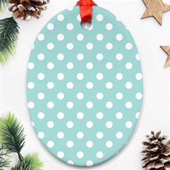 Blue And White Polka Dots Oval Ornament (two Sides) by GardenOfOphir