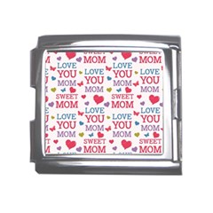 Love Mom Happy Mothers Day I Love Mom Graphic Mega Link Italian Charm (18mm) by Ravend