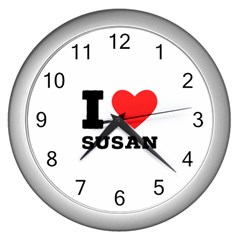 I Love Susan Wall Clock (silver) by ilovewhateva