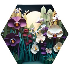 Ai Generated Flower Orchids Bloom Flora Nature Wooden Puzzle Hexagon by Ravend