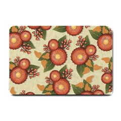 Flowers Leaves Pattern Flora Botany Drawing Art Small Doormat by Ravend