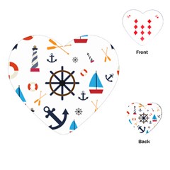 Marine Nautical Seamless Lifebuoy Anchor Pattern Playing Cards Single Design (heart) by Jancukart