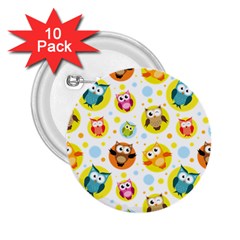 Owl Bird Cartoon 2 25  Buttons (10 Pack)  by Jancukart