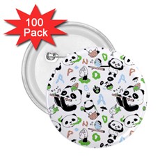 Giant Panda Bear Pattern 2 25  Buttons (100 Pack)  by Jancukart