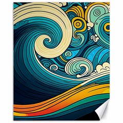 Waves Wave Ocean Sea Abstract Whimsical Abstract Art Canvas 11  X 14  by Pakemis