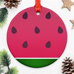 Watermelon Fruit Summer Red Fresh Food Healthy Round Ornament (two Sides) by Wegoenart