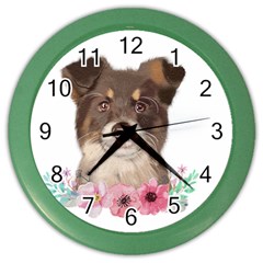 Watercolor Dog Color Wall Clock by SychEva