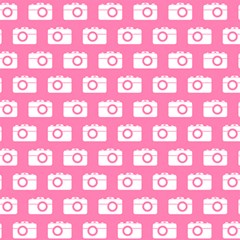 Pink Modern Chic Vector Camera Illustration Pattern Play Mat (rectangle) by GardenOfOphir