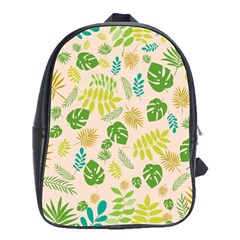 Tropical Leaf Leaves Palm Green School Bag (large) by Jancukart