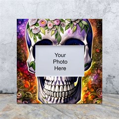 Cute Sugar Skull With Flowers - Day Of The Dead White Box Photo Frame 4  X 6  by GardenOfOphir