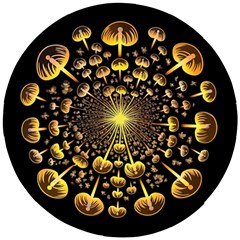 Mushroom Fungus Gold Psychedelic Wooden Puzzle Round by Ravend