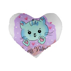 Cat Valentine-s Day Valentine Standard 16  Premium Heart Shape Cushions by Semog4